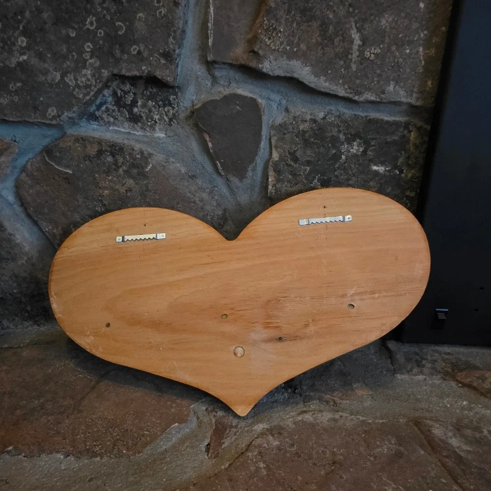 Vintage Handmade Heart Shaped Wood Wall Shelf with Peg Farmhouse Decor 16in